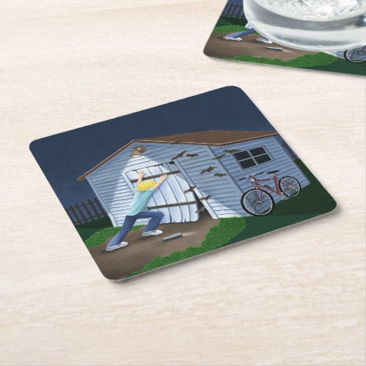 夜に起こること スクエアペーパーコースター (アングル)