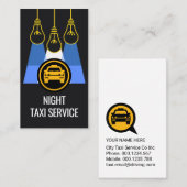 夜に輝く電球のタクシーサービス 名刺 (正面/裏面)