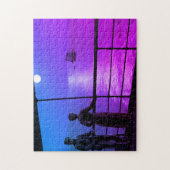 夜に通過する船舶の着色ヴィンテージパズル ジグソーパズル (縦)