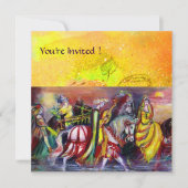 夜に騎馬と音楽と黄色いスパークル 招待状 (正面)