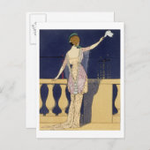 夜のお別れ、デザインの夕べのドレスで ポストカード (正面/裏面)