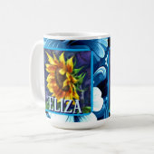 夜のひまわり 花 フローラル オーダーメイド コーヒーマグカップ (正面左)