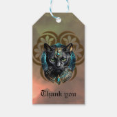 夜のように黒いエジプトの神秘的な猫、 ギフトタグ (正面)