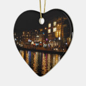 夜のアムステルダムの運河 セラミックオーナメント (左)