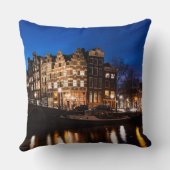 夜のアムステルダム運河の家 クッション (裏面)