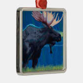 夜のアメリカヘラジカ-イエローストーン国立公園 メタルオーナメント (右)