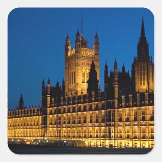 夜のイギリスの首都の議会の建物 スクエアシール (正面)