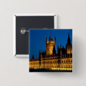 夜のイギリスの首都の議会の建物 缶バッジ (正面&裏面)