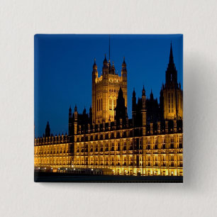 夜のイギリスの首都の議会の建物 缶バッジ