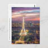 夜のエッフェルタワー、パリ・フランス ポストカード (正面/裏面)