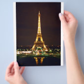 夜のエッフェル塔 - カラー チラシ (手)
