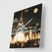 夜のエッフェル塔 スクエア壁時計 (傾斜)