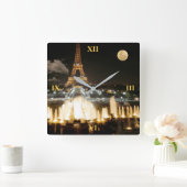 夜のエッフェル塔 スクエア壁時計 (ホーム)