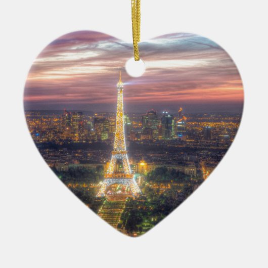 夜のエッフェル塔、パリフランス セラミックオーナメント (正面)
