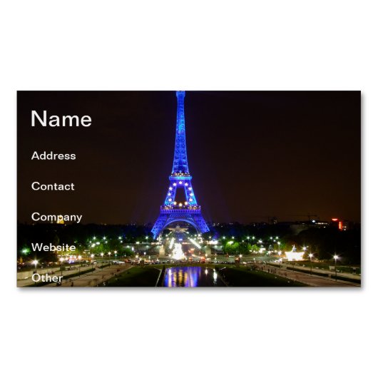 夜のエッフェル塔、パリ マグネット名刺 (正面)