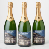 夜のエレガントブルークロアチアの町 スパークリングワインラベル (ボトル)