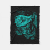 夜のオオカミそしてワタリガラス フリースブランケット (正面)