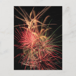 夜のオレンジと赤の色の縞模様 ポストカード