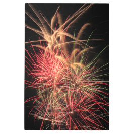 夜のオレンジと赤の色の縞模様 メタルプリント