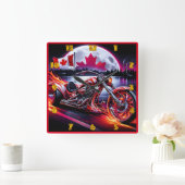 夜のカナダ国旗の炎と自由 スクエア壁時計 (ホーム)