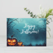 夜のカボチャ ハロウィン グリーティングカード 招待状 (スタンド正面)