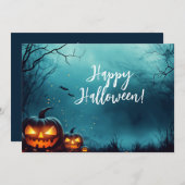 夜のカボチャ ハロウィン グリーティングカード 招待状 (正面/裏面)