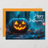 夜のカボチャ ハロウィン グリーティング カード (正面/裏面)