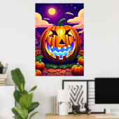 夜のカボチャ | AIアートポスター ポスター (ホームオフィス)