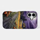夜のカントリーの秋の風景とカボチャ iPhone 16ケース (裏面横)