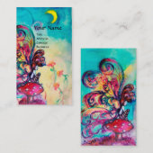 夜のキノコの小さな小妖精や小人、ファンタジー 名刺 (正面/裏面)