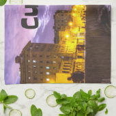 夜のキューバハバナ海岸線照明 キッチンタオル (折り畳み)