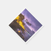 夜のキューバハバナ海岸線照明 スタンダードカクテルナプキン (角)