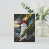 夜のキーウェスト灯台 ヴィンテージ シーン ポストカード (スタンド正面)