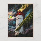 夜のキーウェスト灯台 ヴィンテージ シーン ポストカード (正面)