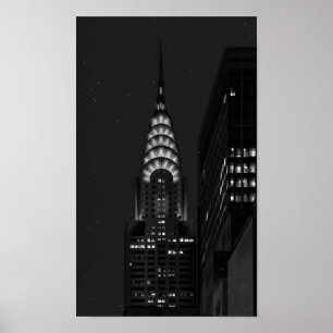夜のクライスラの建物 ポスター