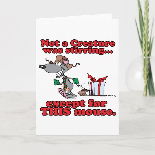 夜のクリスマスマウスの漫画を描いた シーズンカード (正面)
