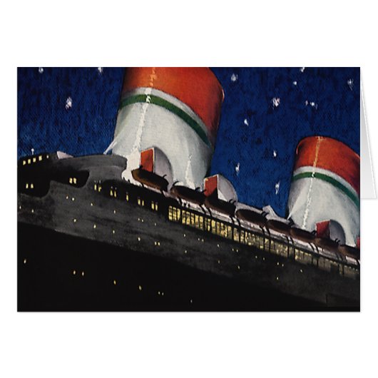 夜のクルーズ船でのバケーション、ヴィンテージトラベル (正面横)