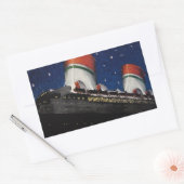 夜のクルーズ船でのバケーション、ヴィンテージトラベル 長方形シール (封筒)