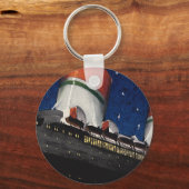 夜のクルーズ船でのバケーション、ヴィンテージ旅行 キーホルダー (正面)