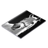 夜のクローズアップ黒白馬 ノートブック (左側)