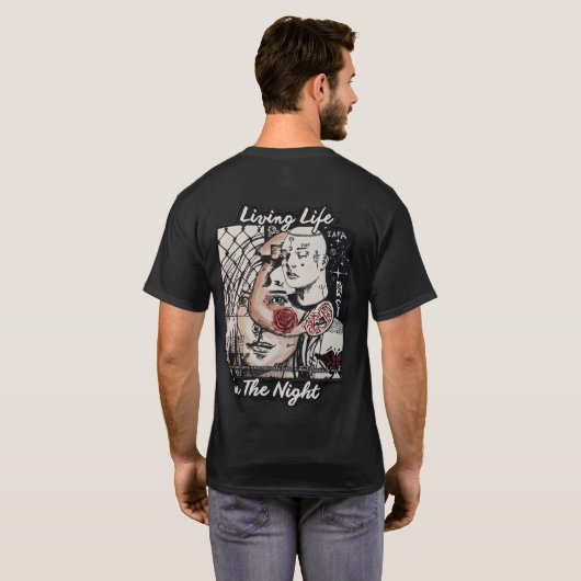 夜のグラフィックTシャツ - アーバンS Tシャツ (裏面フル)
