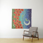 夜のケシの上のルナの蛾と家のレン タペストリー (インサイチュ(横))