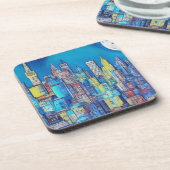 夜のコーヒーコースターでの都市の生活 コースター (左側)