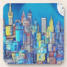 夜のコーヒーコースターでの都市の生活 コースター