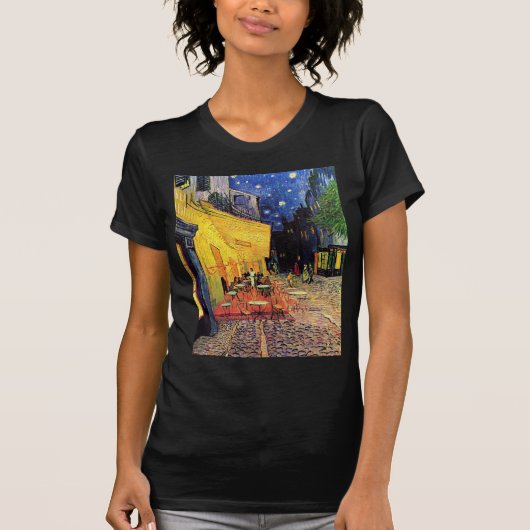 夜のゴッホのカフェ台地 Tシャツ (正面)