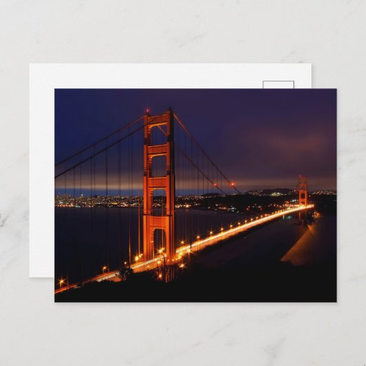 夜のゴールデンゲートブリッジ | サンフランシスコ, CA ポストカード (正面/裏面)