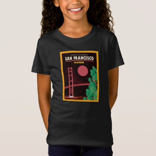 夜のゴールデンゲートブリッジ Tシャツ (正面)
