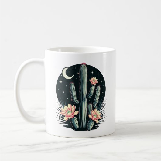 夜のサボテンの花 コーヒーマグカップ (左)