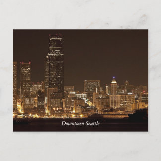 夜のシアトル市街 ポストカード