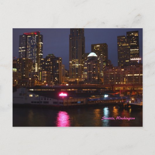 夜のシアトル ポストカード (正面)